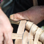 Owen Jones making an oak swill at Hatfield Living Crafts fair 2017